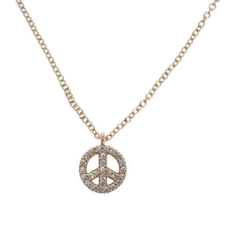 TIFFANY&CO. METRO PEACE SIGN NECKLACE K18 PINK GOLD DIAMONDS WOMEN'S 41CM Y1009: TIFFANY&CO. METRO PEACE SIGN NECKLACE K18 PINK GOLD DIAMONDS WOMEN'S 41CM Y1009 Item Description This is Tiffany's women's "Metro Peace Sign Necklace."This elegant piece features delicate round brilli
