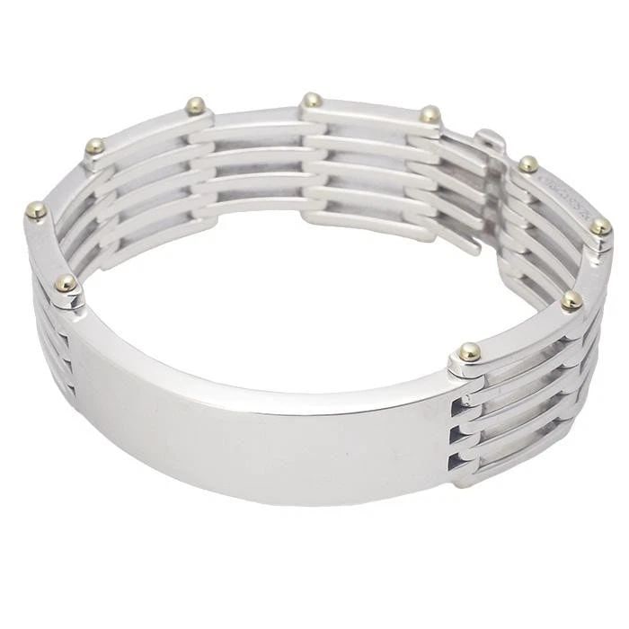 TIFFANY & CO. GATE LINK ID SV925 K18YG LENGTH 17CM BRACELET PRE OWNED: TIFFANY & CO. GATE LINK ID SV925 K18YG LENGTH 17CM BRACELET PRE OWNED Item Description Brand : Tiffany & Co.Details: Tiffany & Co. Gate Link ID Bracelet.Size: Total length approximately 17cm, inner ci