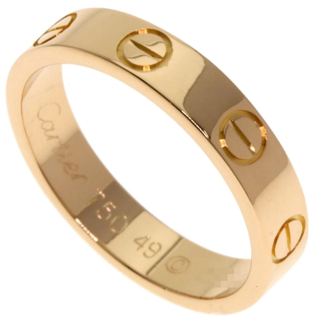 CARTIER MINI LOVE RING #49 US SIZE NO. 5 K18 PINK GOLD RING PRE OWNED: CARTIER MINI LOVE RING #49 US SIZE NO. 5 K18 PINK GOLD RING PRE OWNED Item Description Description of Itemmaterial 18k pink goldUS Size No. 5 Ring width: approx. 3.6mmweight Approximately 3.4gConditio