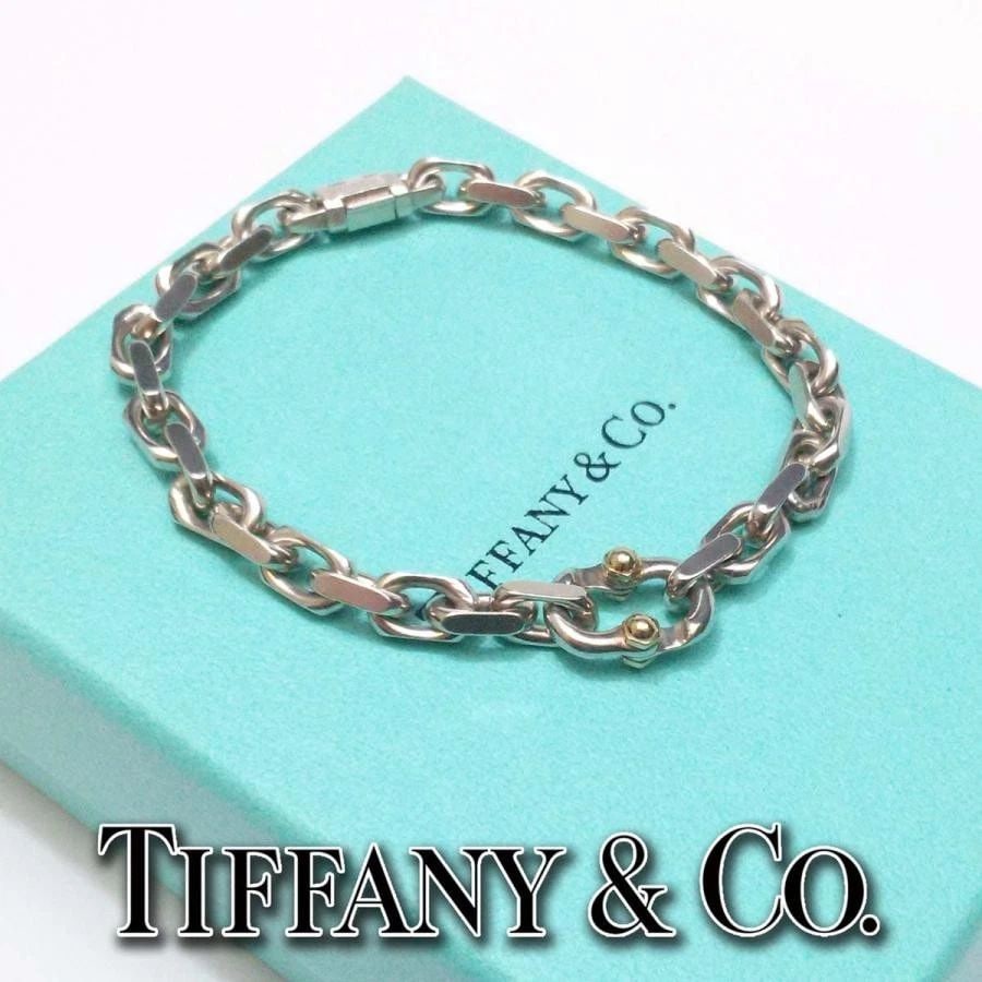 TIFFANY & CO. MAKERS CHAIN 750YG 925 SILVER LENGTH 18CM BRACELET PRE OWNED B1213 (1 of 1)