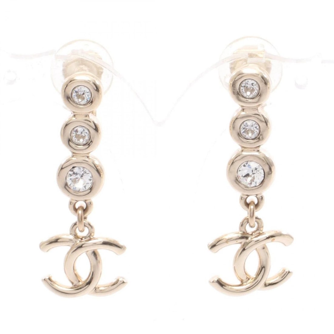 CHANEL COCO MARK GOLD PLATED RHINESTONES EARRINGS (1 of 1)