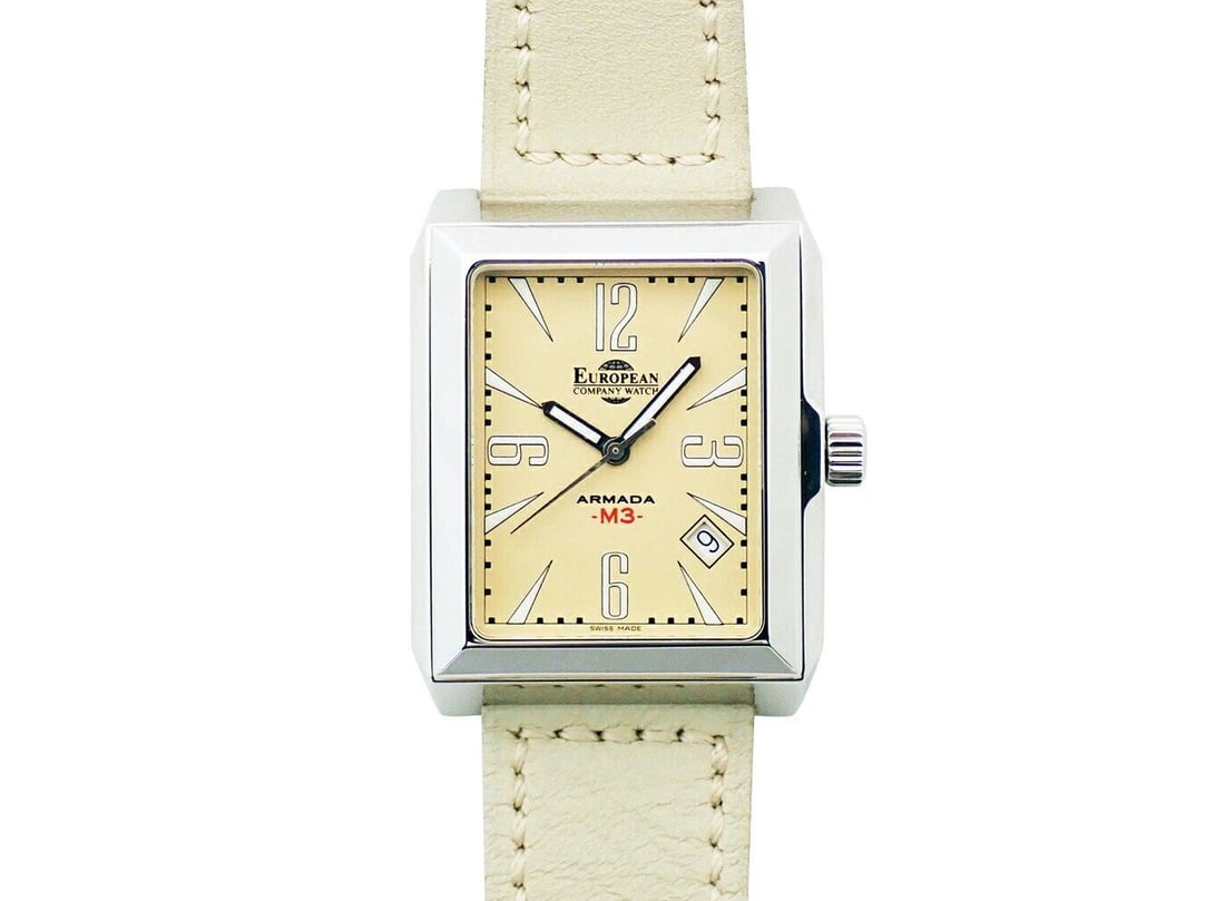 EUROPEAN COMPANY WATCH ARMADA M3 AM3ST3244D: EUROPEAN COMPANY WATCH ARMADA M3 AM3ST3244D Item Description Product name: European Company Watch ECW Armada M3 AM3ST3244DCase size: 33mmWrist size: 19cmCase material: SSBelt material: LeatherDial col