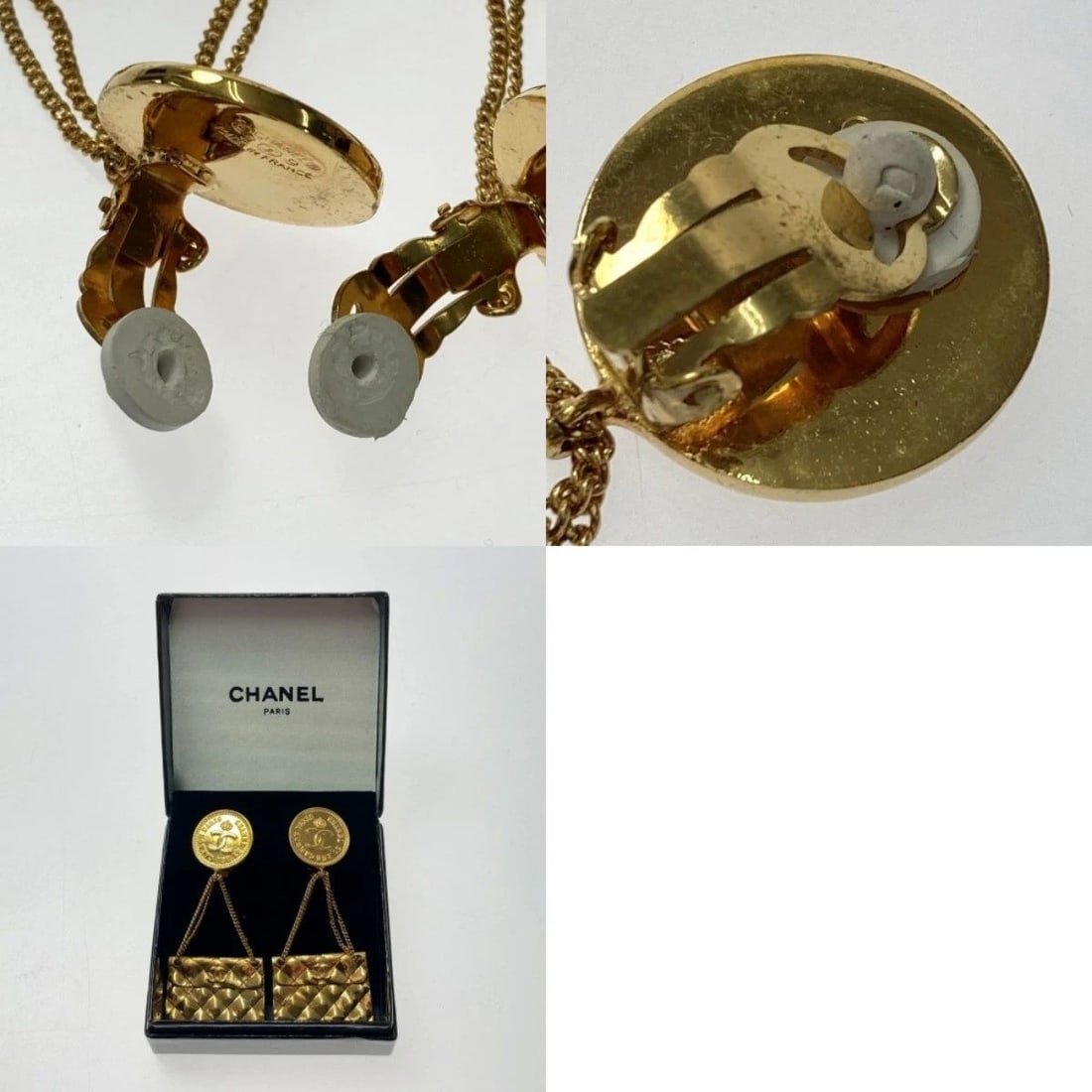 CHANEL COCO MARK MATELASSE COIN & BAG MOTIF GP EARRINGS PRE OWNED: CHANEL COCO MARK MATELASSE COIN & BAG MOTIF GP EARRINGS PRE OWNED CHANEL COCO MARK MATELASSE COIN & BAG MOTIF GP EARRINGS PRE OWNED Item Description Description of Item [Manufacturer] CHANEL [Suitable