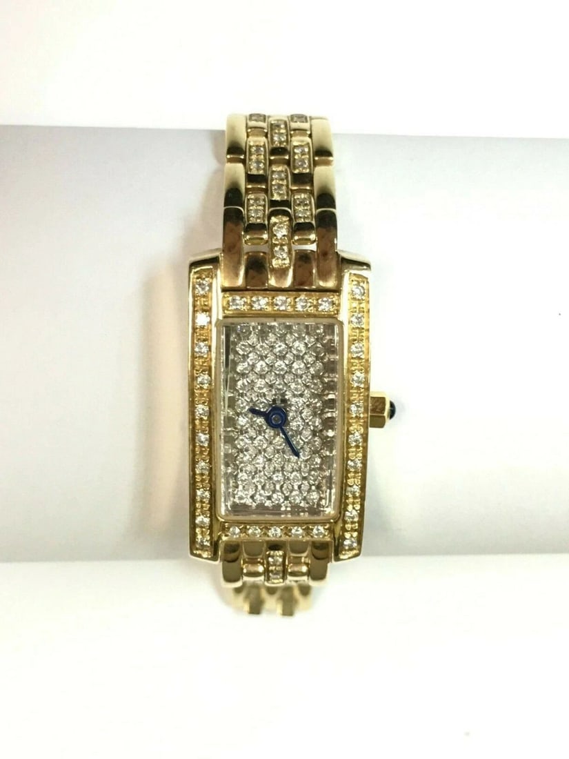 WOMAN'S 14K YELLOW GOLD MADE IN ITALY WATCH W/ 1CTS NATURAL DIAMONDS 51.3 GRAMS (1 of 2)