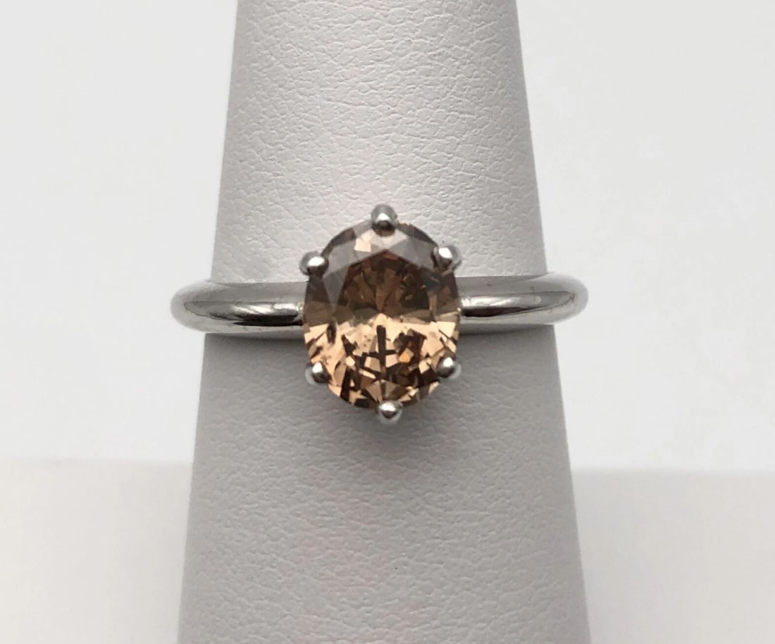 14K WHITE GOLD RING WITH SOLITAIRE 1.50CT CHOCOLATE DIAMOND SIZE: 7 (1 of 2)