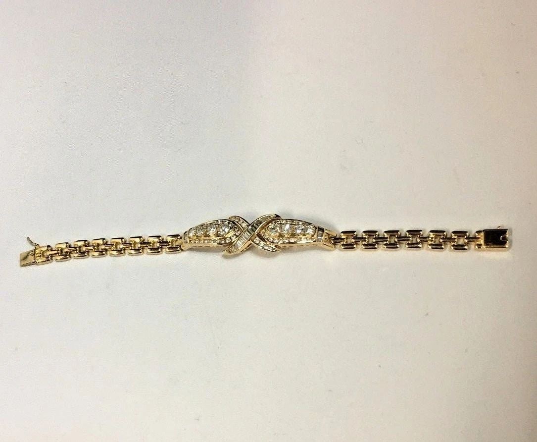 18K YELLOW GOLD LINKED BRACELET WITH DIAMONDS 9.3 GRAMS 3.5CTS (1 of 2)