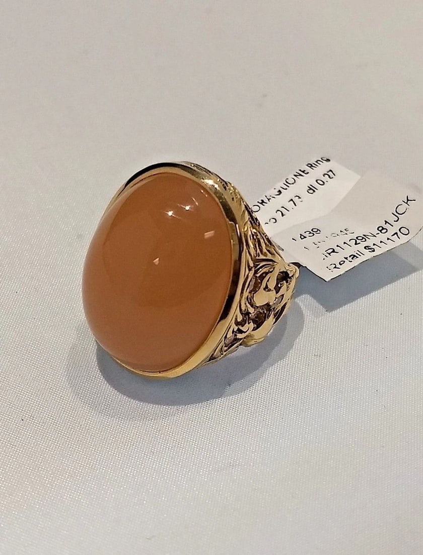 MORAGLIONE 18K MOONSTONE AND DIAMOND RING 21.0 GRAMS SIZE: 7.25 (1 of 2)