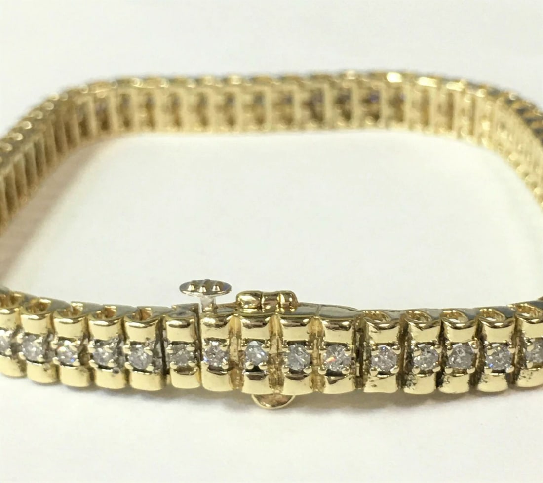 14K YELLOW GOLD BRACELET WITH 1.75CTS NATURAL DIAMONDS (7 INCH) (1 of 2)