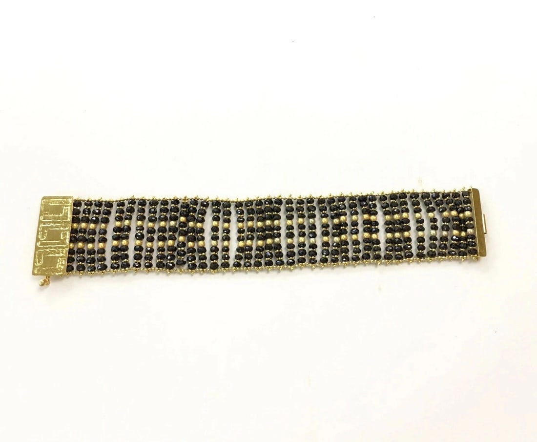14K YELLOW GOLD BEAD STYLE BRACELET WITH ONYX 43.0 GRAMS (1 of 2)