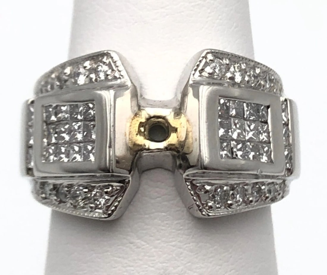 PLATINUM RING SEMI-MOUNT WITH 1.0CTS DIAMONDS 21 GRAM ( NO HEAD ) SIZE: 6.75 (1 of 2)