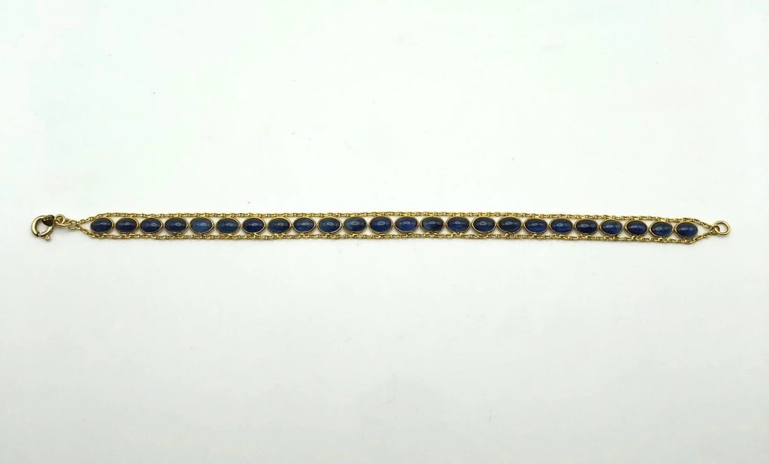 18K YELLOW GOLD BRACELET SET WITH 14.4CTS OF SAPPHIRES 7.25 INCHES 7.3 GRAM (1 of 2)