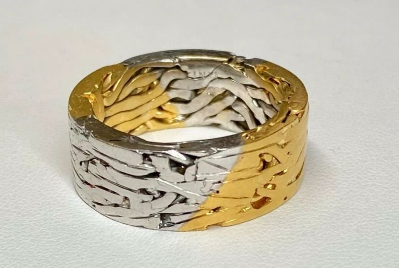 MEN'S TWO TONE 14K WHITE AND YELLOW GOLD BAND 9MM WIDE (SIZE 10) 18.5 GRAMS (1 of 2)