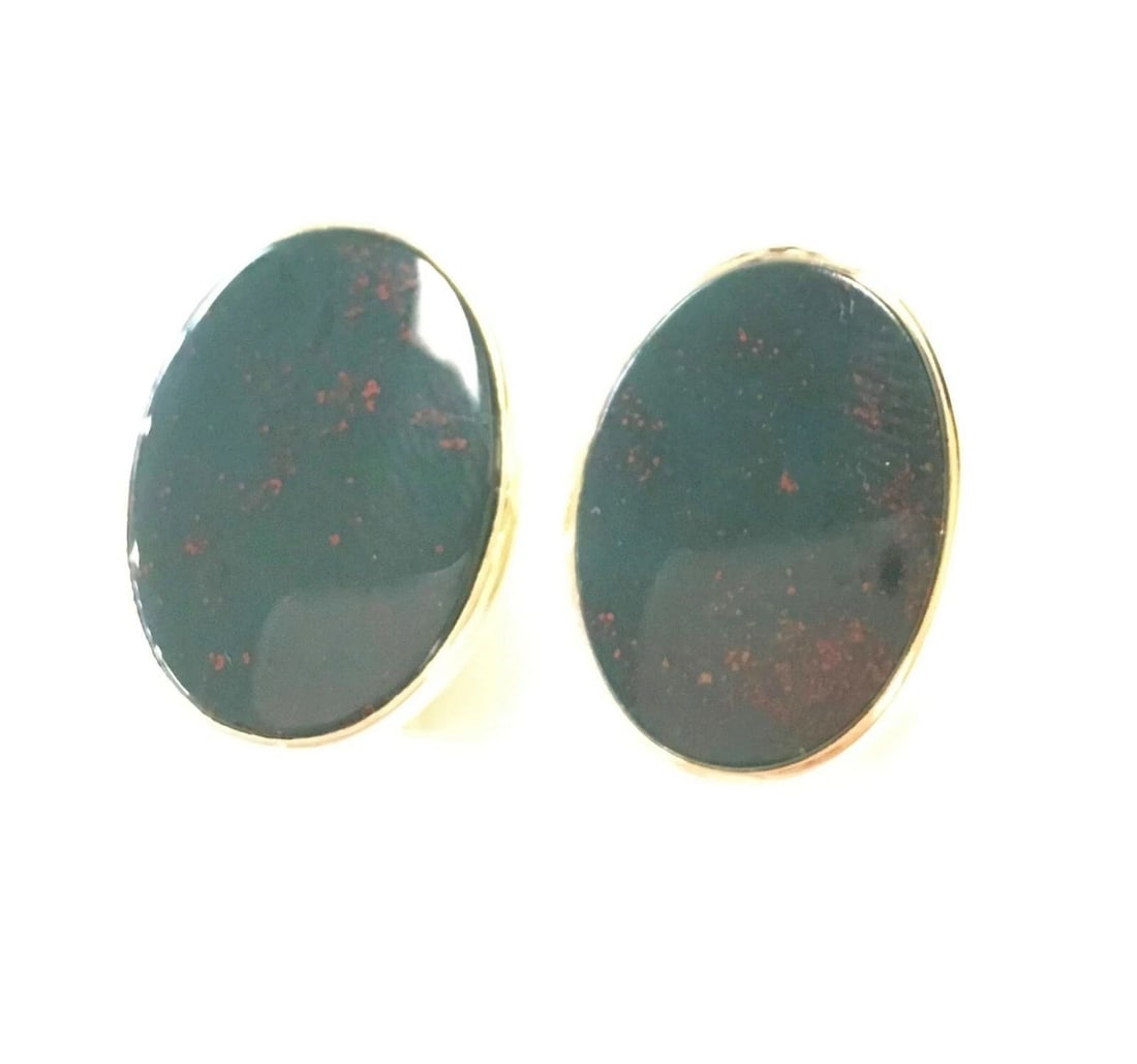 TIFFANY & CO. 14K CUFFLINKS WITH BLOODSTONES 12.9 GRAMS (1 of 2)