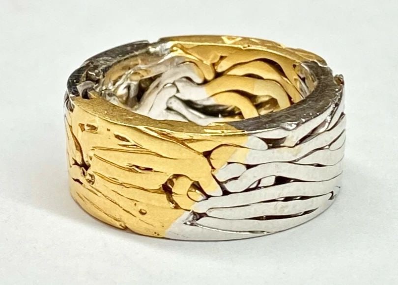 MEN'S TWO-TONE 14K WHITE/YELLOW GOLD BAND 9.3MM (SIZE 7) 17.1 GRAMS (1 of 2)