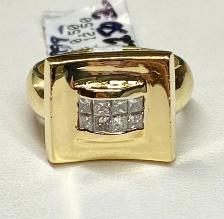 NEW WOMEN'S 18K YELLOW GOLD RING WITH 0.50CTS PRINCESS CUT DIAMONDS 13.1 GRAMS (1 of 2)