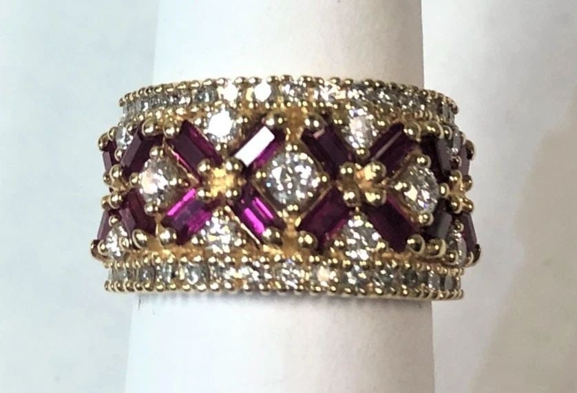 14K GOLD RING WITH 1.6CTW NATURAL RUBIES AND 1.0CTW DIAMONDS (SIZE 6.5) (1 of 2)