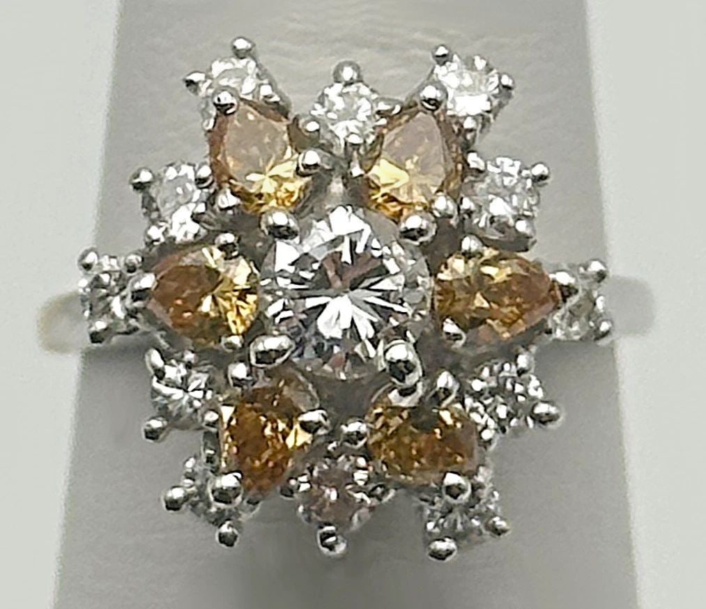 14K WHITE GOLD RING WITH 2.0CTS NATURAL DIAMONDS H/I/COGNAC COLOR (SIZE: 5.25): 14k White Gold Ring with Diamonds You are bidding on a 14k White Gold Ring with Diamonds. There are few minor scratches on the ring from normal wear and tear. See pictures for details. Features 14k wh