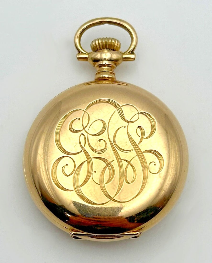 WALTHAM 14K SOLID GOLD, 15 JEWELS, 34MM, 0.25CT DIAMOND POCKET WATCH 38.6 GRAMS (1 of 2)