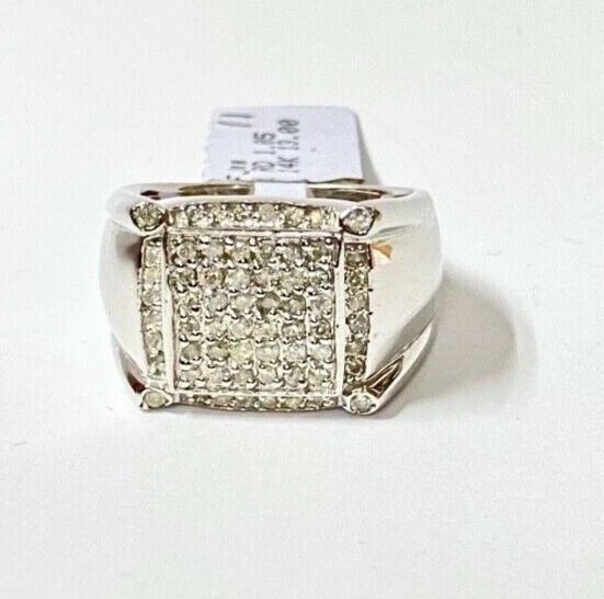 14K WHITE GOLD MEN'S RING WITH 1.05CT DIAMONDS (SIZE 9.75) NWT 12.5 GRAMS (1 of 2)