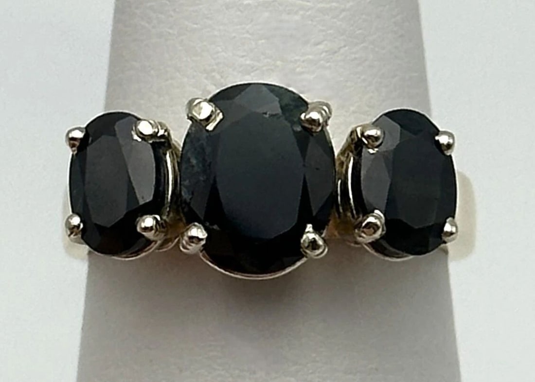 14K TWO TONE W/Y GOLD RING WITH 4.50CTS OF NATURAL SAPPHIRES SIZE: 7.25 (1 of 2)