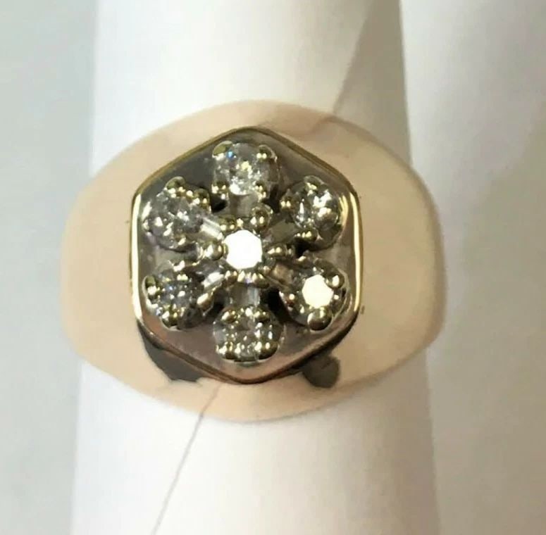 14K YELLOW GOLD RING WITH 0.75CTS NATURAL DIAMONDS (SIZE: 9.25) 9.7 GRAMS (1 of 2)