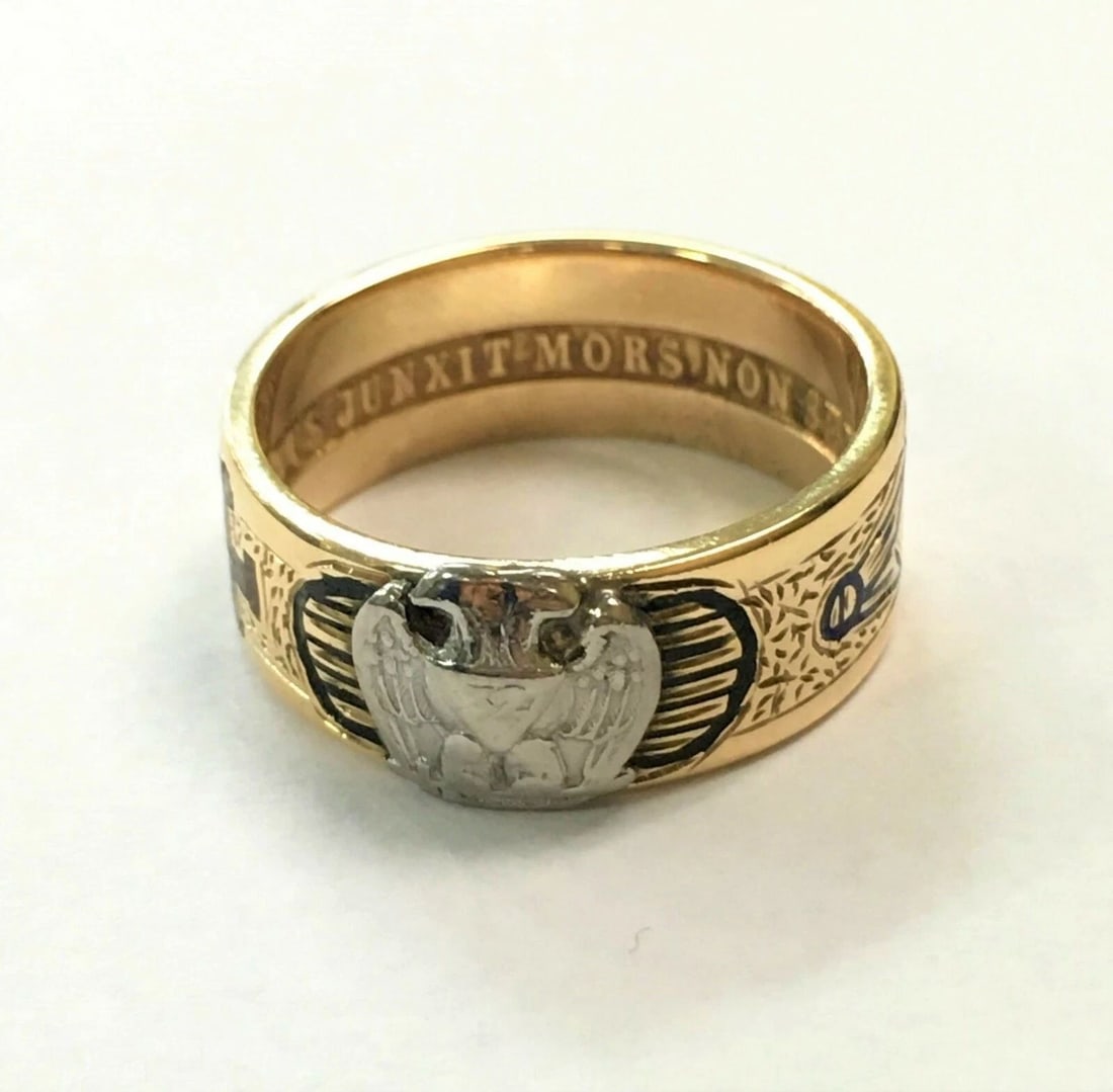 14K MEN'S MASONIC RING BAND (SIZE: 10) 8MM WIDE 9.9 GRAMS (1 of 2)