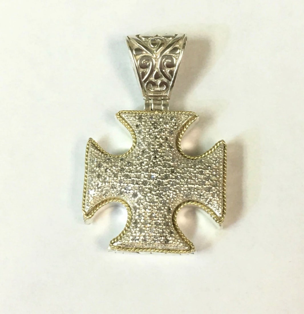 EFFY BALISSIMA SILVER CROSS WITH DIAMONDS AND 18K GOLD OUTLINE (1 of 2)