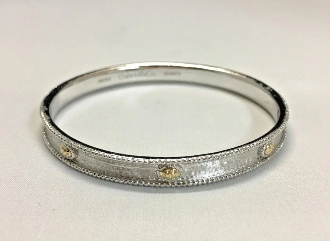 GABRIEL & CO BANGLE 18K GOLD 925 STERLING SILVER (1 of 2)
