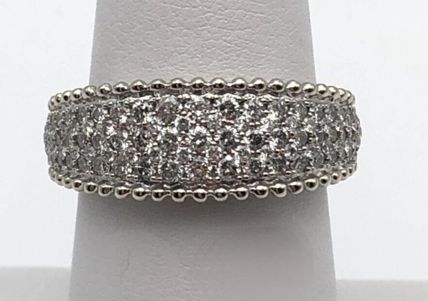 14K WHITE GOLD BAND / RING WITH 0.90CT OF DIAMONDS SIZE: 7 (1 of 2)
