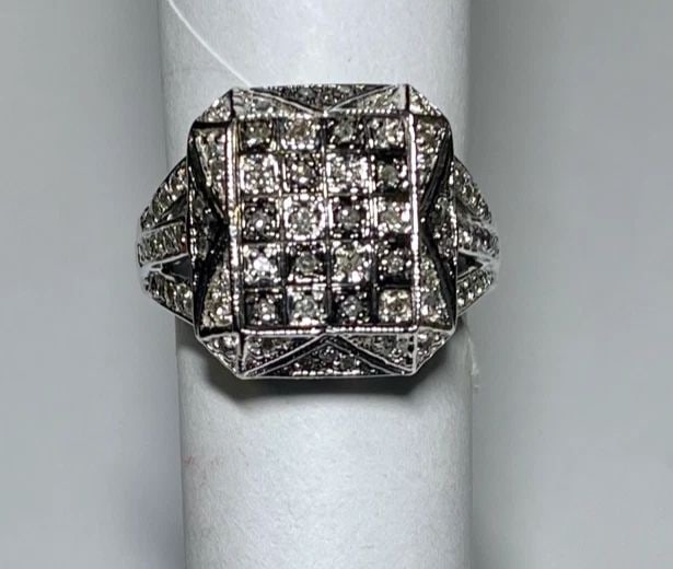 NEW WOMEN'S 14K WHITE GOLD SQUARE RING WITH 0.50CT DIAMONDS (SIZE 7) 7.2 GRAMS (1 of 2)