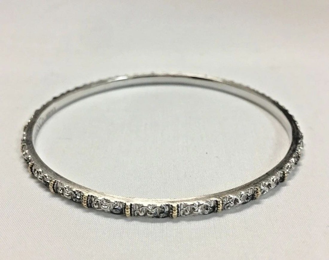 GABRIEL & CO STERLING SILVER BANGLE WITH 18K GOLD 35916-5 (1 of 2)