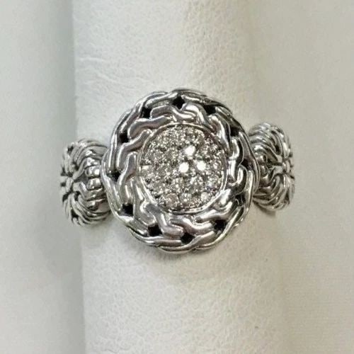 JOHN HARDY STERLING SILVER RING WITH 18K GOLD AND 0.20CTS OF DIAMONDS SIZE: 6 (1 of 2)