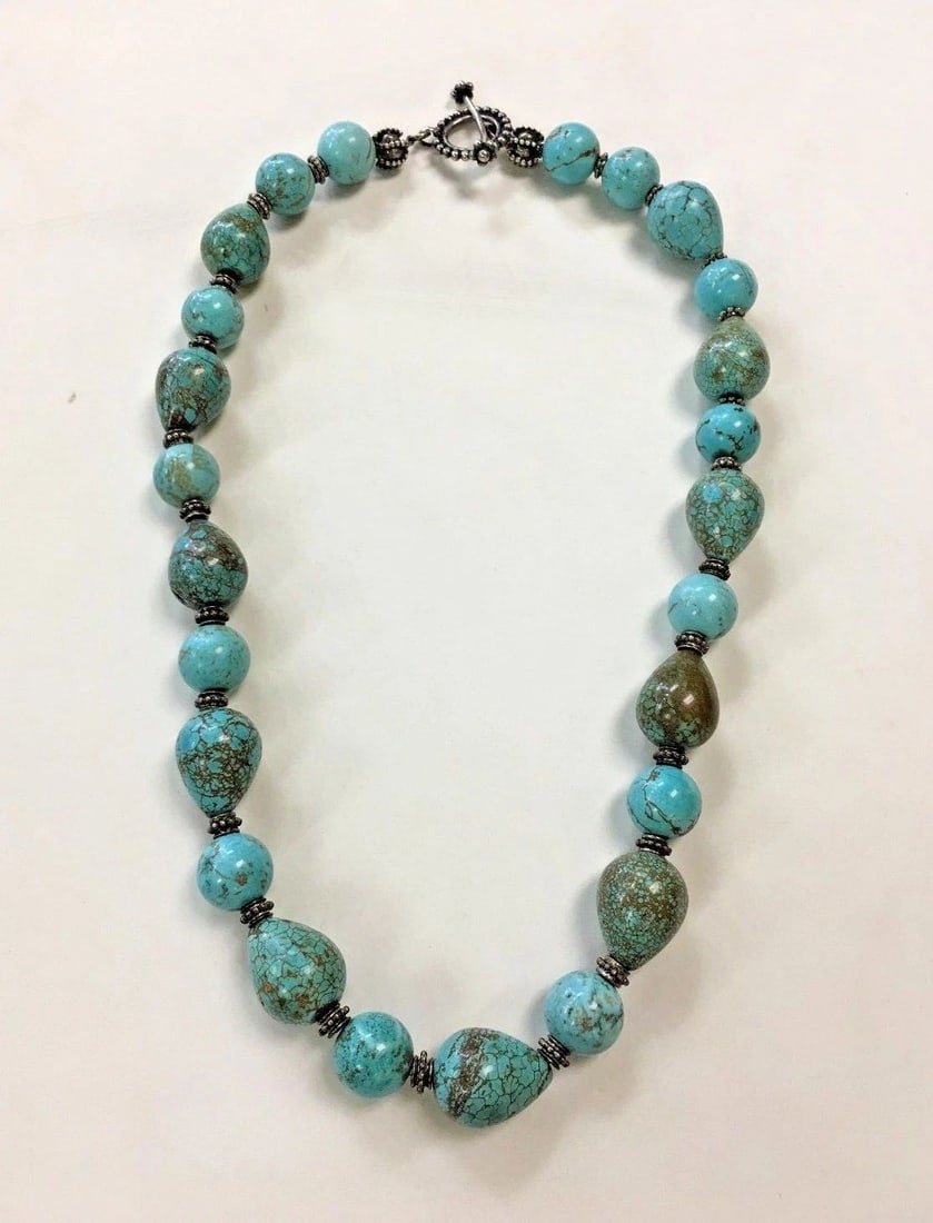 24 INCH NECKLACE WITH GENUINE TURQUOISE RARE COLLECTABLE (1 of 2)