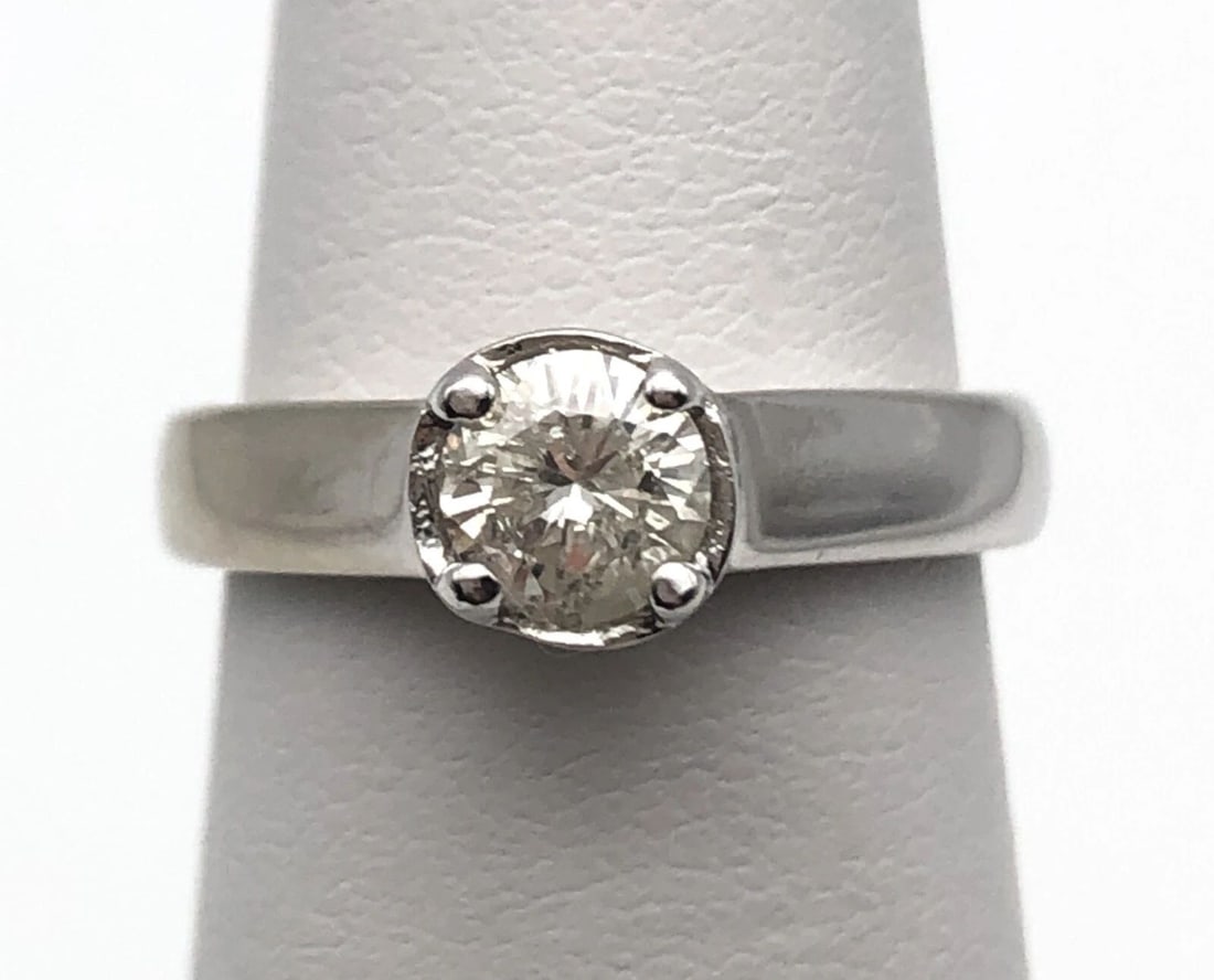 14K WHITE GOLD HIDDEN HALO DIAMOND RING 0.45CT CENTER 0.56CTS TOTAL SIZE: 4.5 (1 of 2)