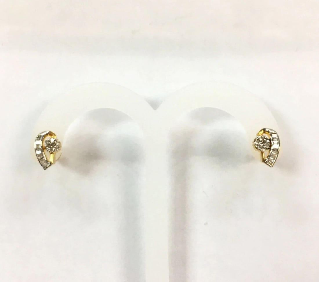18K YELLOW & WHITE GOLD EARRINGS WITH 0.50CTS OF DIAMONDS 3.6G (1 of 2)