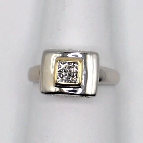 18K WHITE & YELLOW GOLD RING, PILLOW HEAD, 0.44CTS OF DIAMONDS SIZE: 7 5.1G (1 of 2)