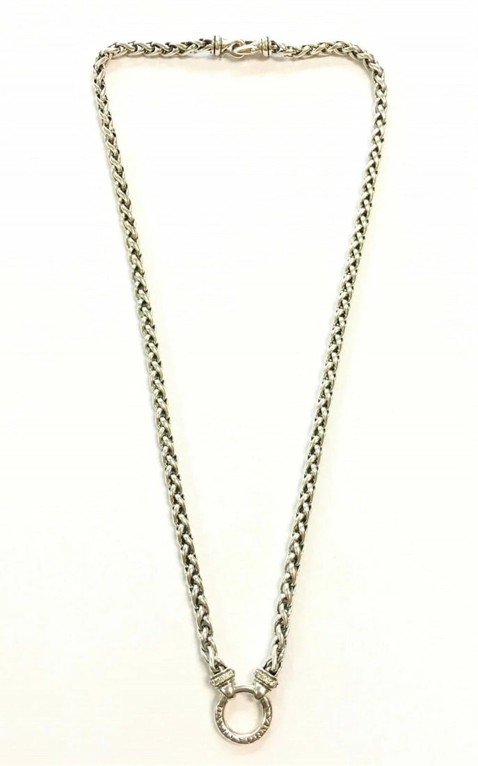 DAVID YURMAN STERLING SILVER NECKLACE WITH DIAMONDS (18 INCHES LONG) (1 of 2)