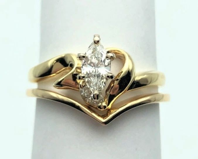 14K GOLD TWO RING ENGAGEMENT SET, 0.31CTS OF DIAMONDS SIZE: 5.5 3.2G (1 of 2)