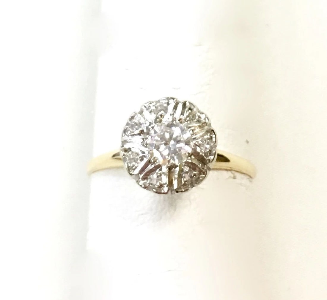 14K GOLD ANTIQUE RING WITH DIAMONDS SIZE: 6.5 (1 of 2)
