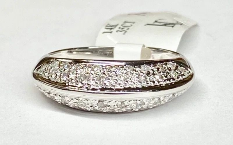 14K WHITE GOLD RING WITH 0.35CTS DIAMONDS SIZE: 7 3.6G (1 of 2)