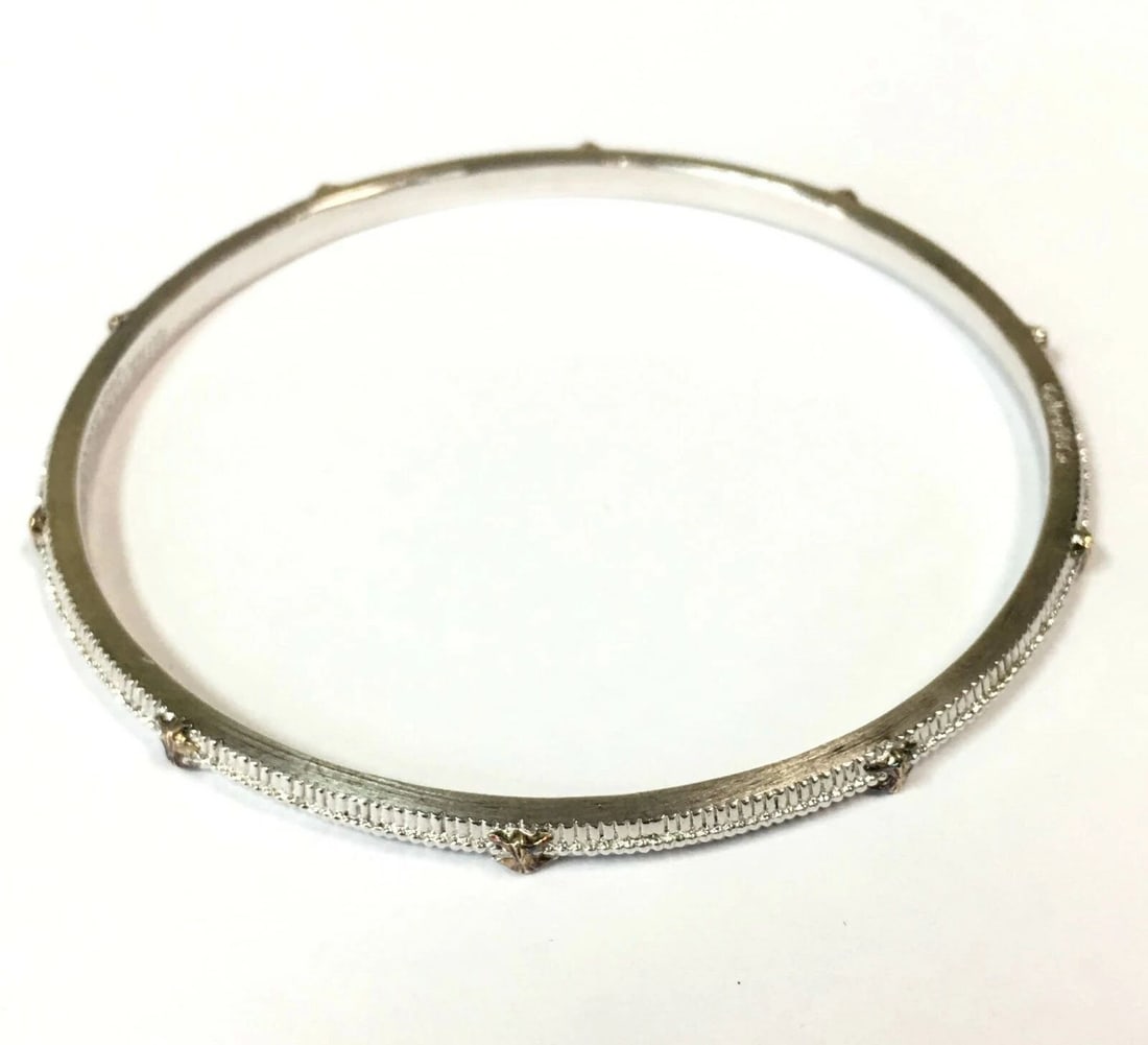 GABRIEL & CO 925 STERLING SILVER BANGLE WITH 18K GOLD ACCENTS 17.1G (1 of 2)