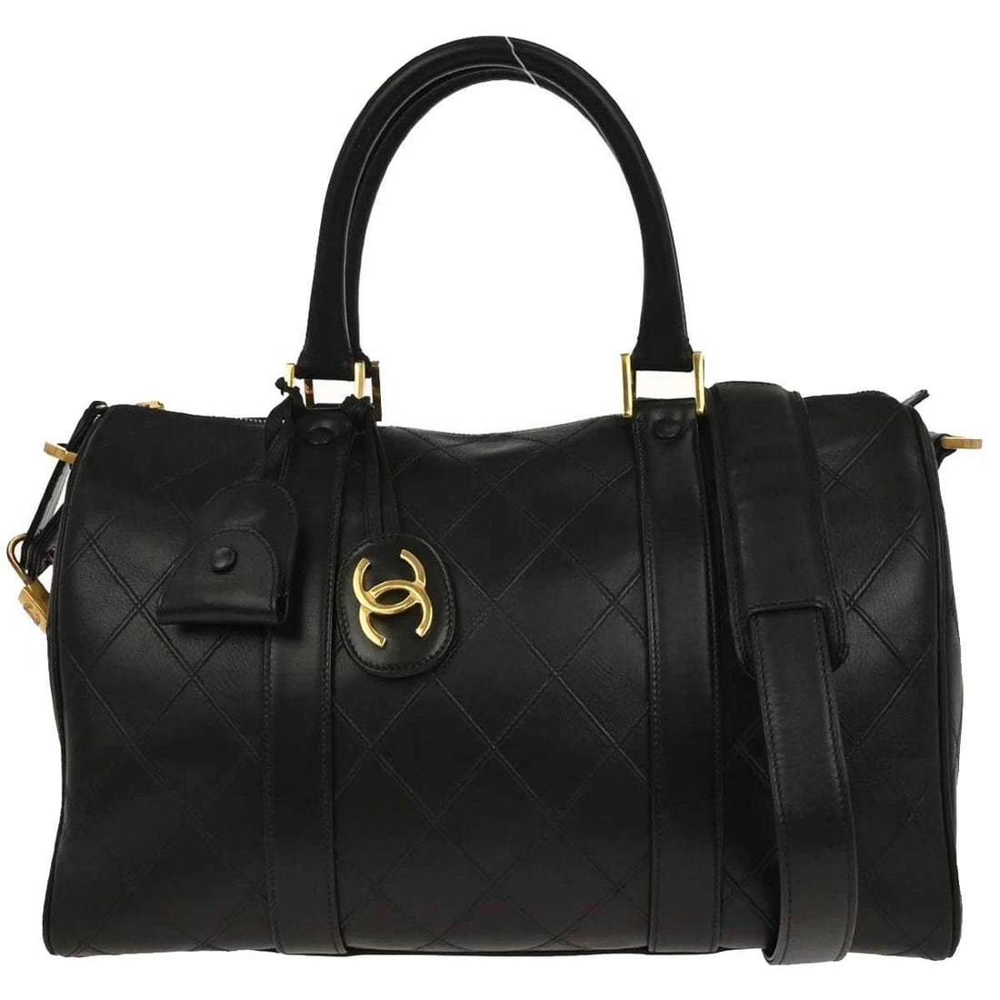 CHANEL BLACK LAMBSKIN BICOLORE 2WAY HANDBAG (1 of 2)