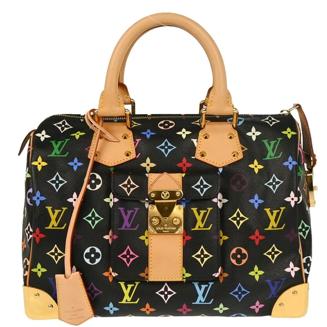 LOUIS VUITTON BLACK MONOGRAM MULTICOLOR SPEEDY 30 HANDBAG (1 of 2)