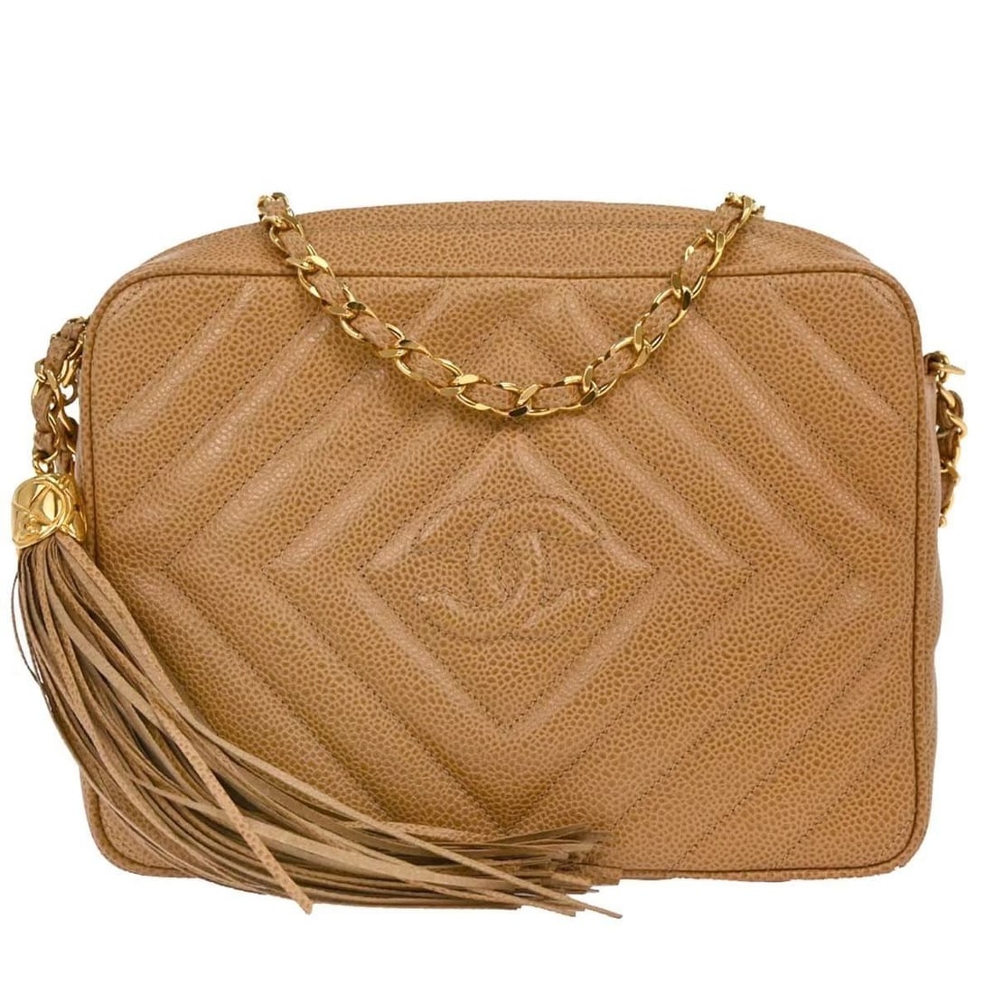 CHANEL BEIGE CALFSKIN CAMERA BAG (1 of 2)