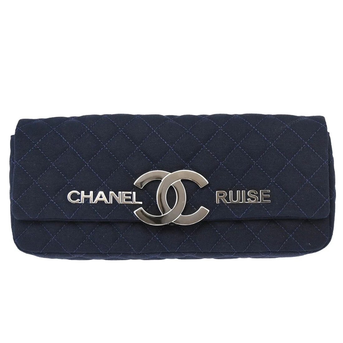 CHANEL NAVY COTTON CRUISE LINE CLUTCH BAG: CHANEL NAVY COTTON CRUISE LINE CLUTCH BAG Chanel Clutch Bag Description OUTSIDE : A+: VERY GOOD CONDITION!! INSIDE : A: GOOD CONDITION!! Minor scuffs. S : New or new without a tag. SA : Excellent cond