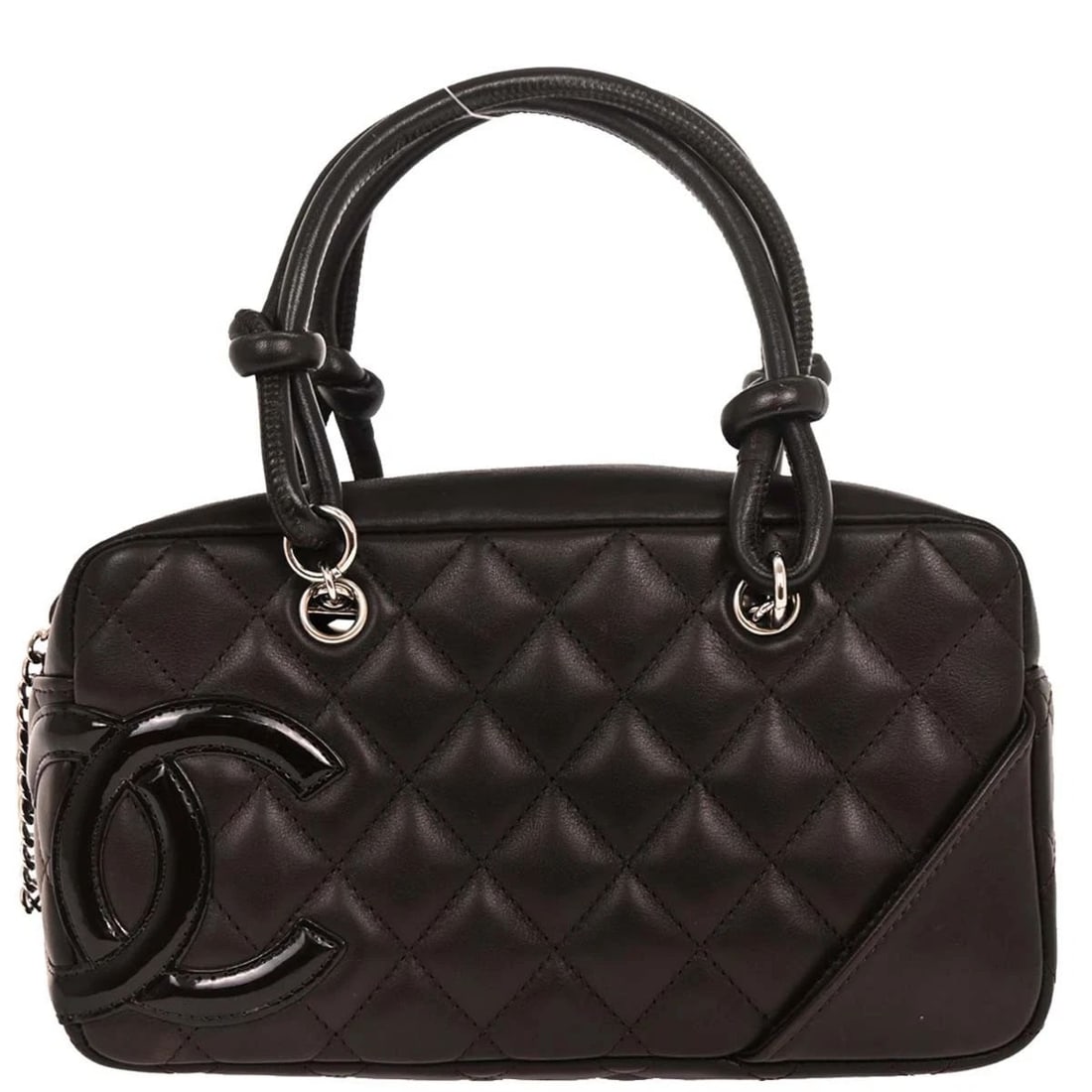 CHANEL BROWN CALFSKIN CAMBON LIGNE BOWLING BAG: CHANEL BROWN CALFSKIN CAMBON LIGNE BOWLING BAG Chanel Cambon Ligne Bowling Bag Description OUTSIDE: A+: VERY GOOD CONDITION!! Some scuffs. INSIDE: SA: GREAT CONDITION!! S : New / new without a tag. SA