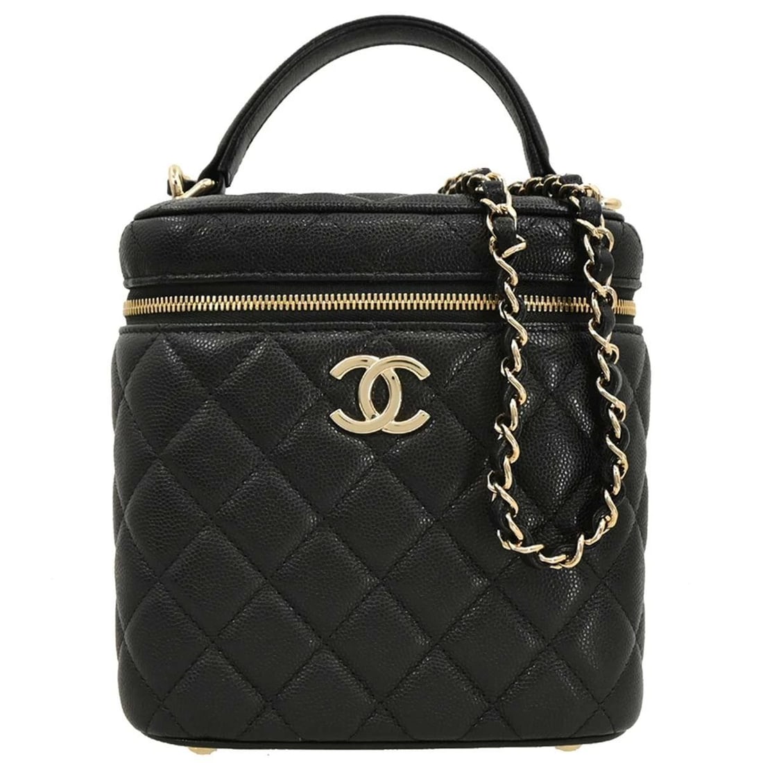 CHANEL BLACK CALFSKIN VANITY 2WAY HANDBAG (1 of 2)