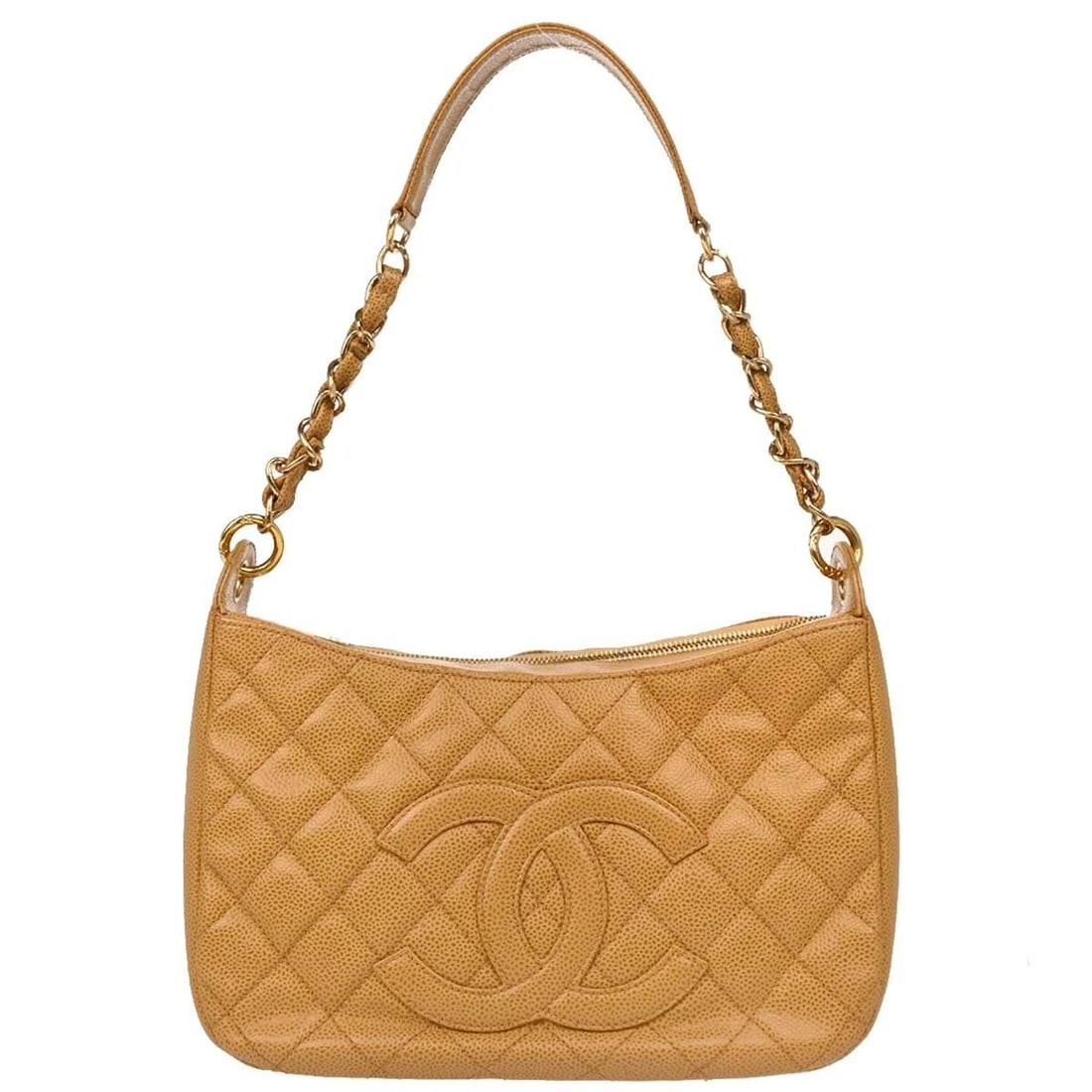 CHANEL BEIGE CALFSKIN HANDBAG (1 of 2)