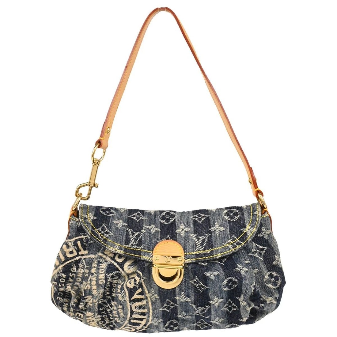LOUIS VUITTON BLUE MONOGRAM DENIM MINI PLEATY RAYE HANDBAG (1 of 2)