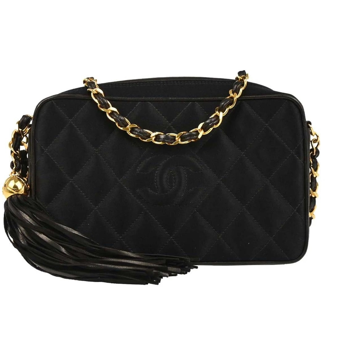 CHANEL BLACK SATIN CAMERA BAG (1 of 2)